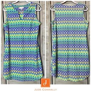 Jude Connally Allison sleeveless knit shift dress Linked Chain Multi print Large